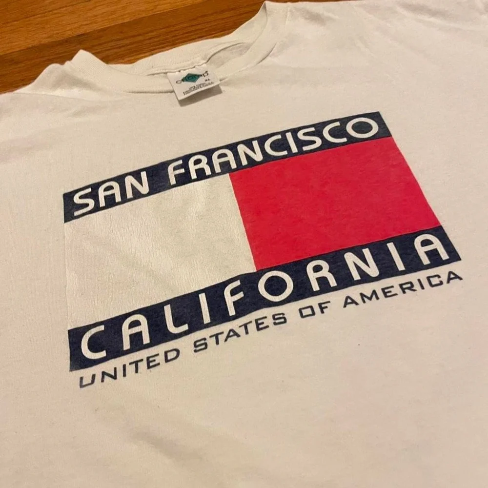 VTG 90s San Francisco California United States of‎ America logo rip tshirt XL